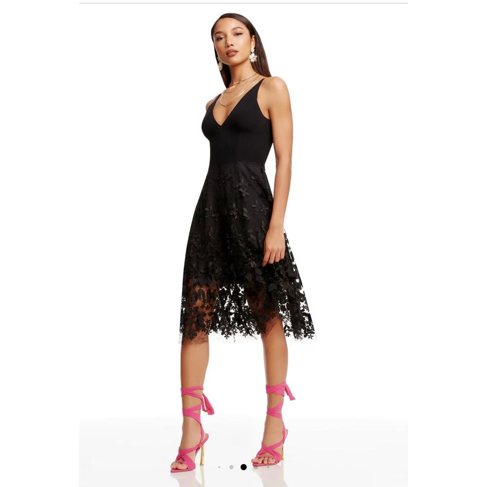 DRESS THE POPULATION Darleen Black Floral Dress - XL - Picture 3 of 7
